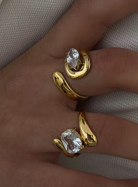 欧美不锈钢锆石戒指高级感小众轻奢指环钛钢手饰品rings