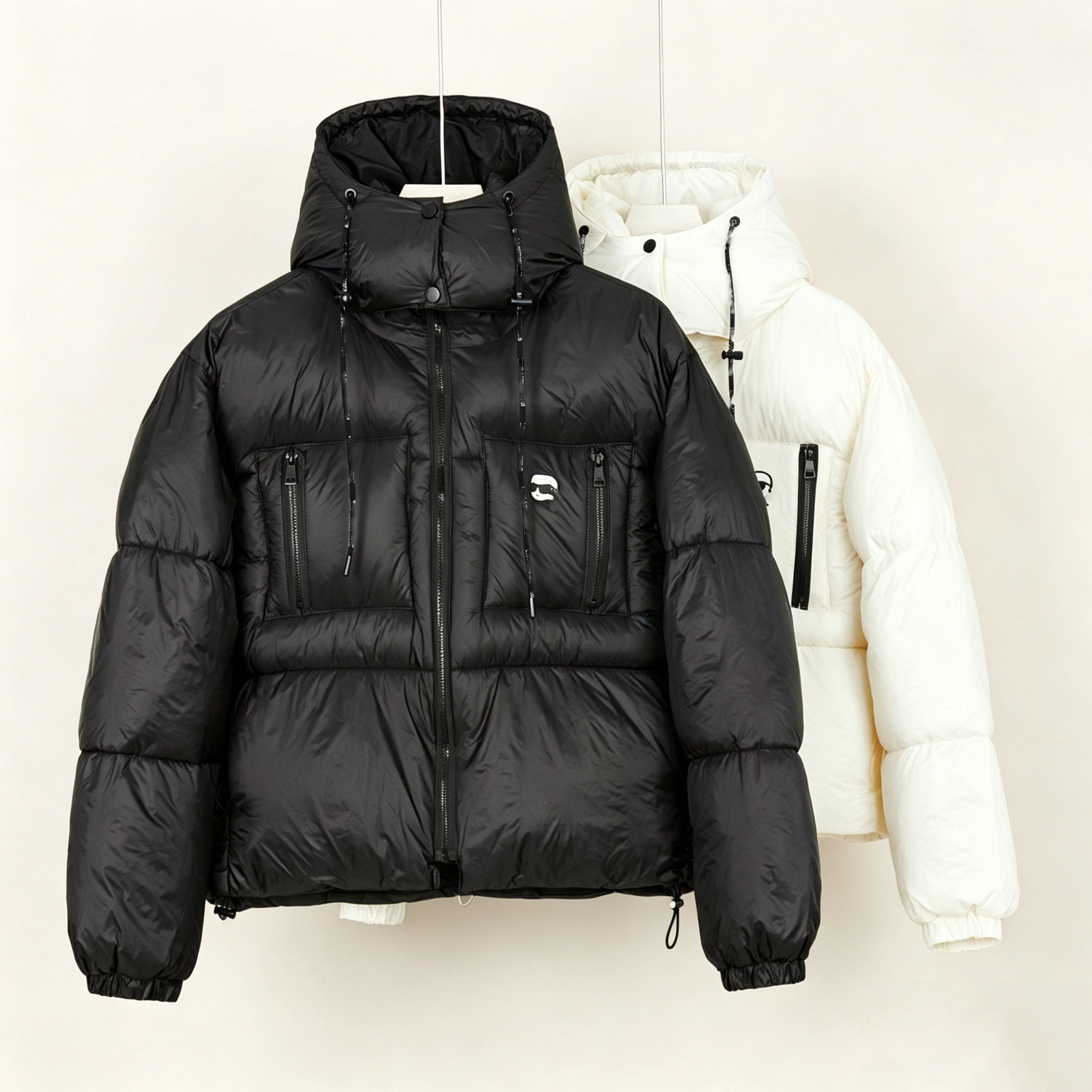 外贸单26年冬新款短款连帽棉服女潮流拼接保暖蓬松面包服外套棉衣
