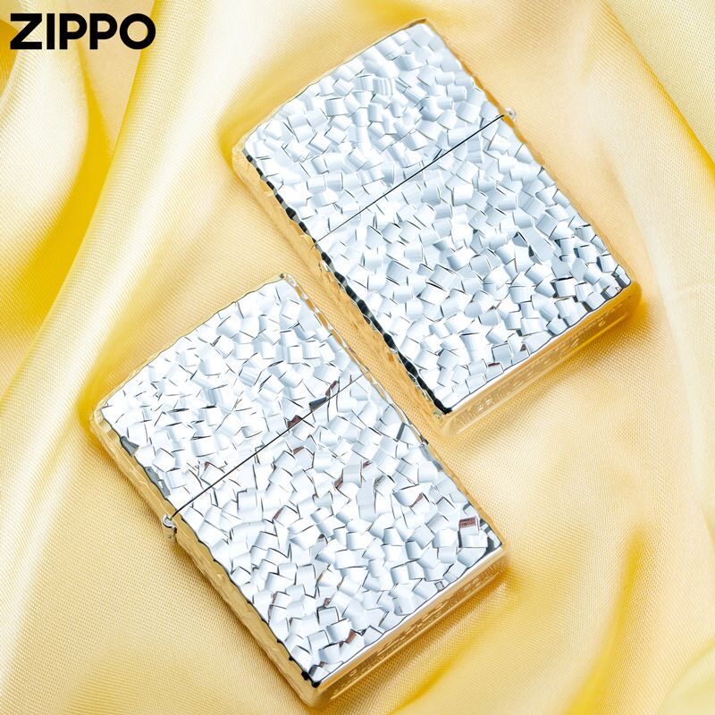 Zippo打火机正品陨石坑镀银盔甲碎碎冰防风煤油送男友礼物收藏