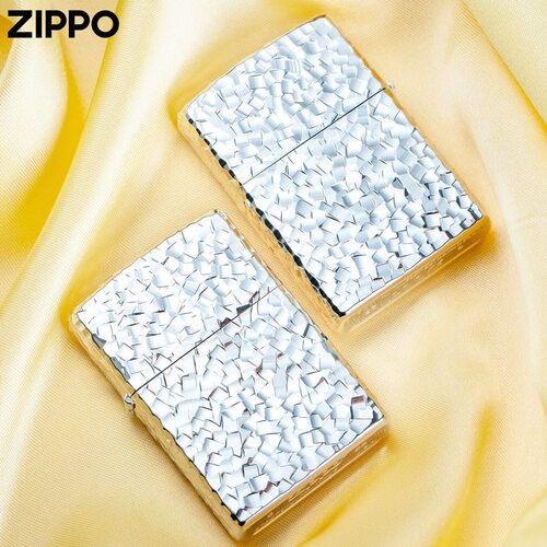 Zippo打火机正品陨石坑镀银盔甲碎碎冰防风煤油送男友礼物收藏