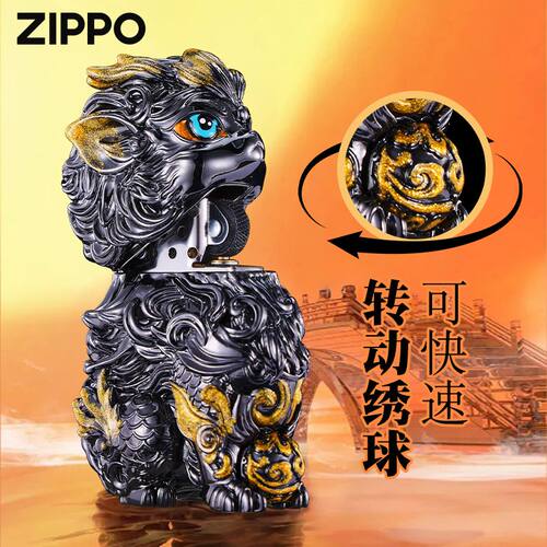 ZIPPO打火机黑金麒麟礼盒装 夜光珐琅彩国潮防风煤油送男友礼物