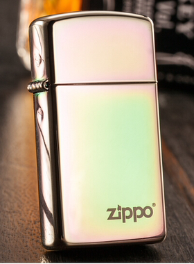 zippo芝宝煤油打火机防风纤巧机薄款火机迷你窄机20493ZL幻彩标志