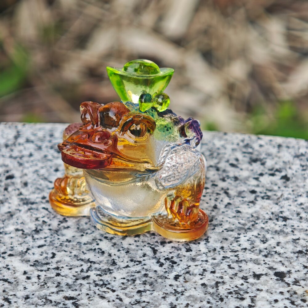 古法琉璃小金蟾茶宠摆件四方纳财