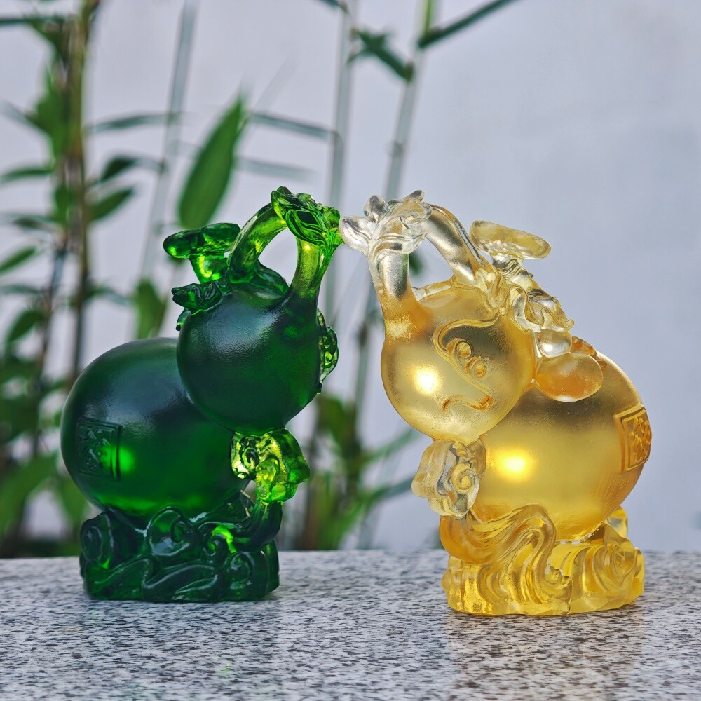 福禄古法琉璃葫芦招财摆件