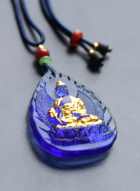 琉璃结缘佛牌药师彩绘吊坠项链