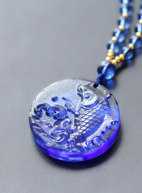 古法男女款琉璃鱼跃龙门吊坠项链