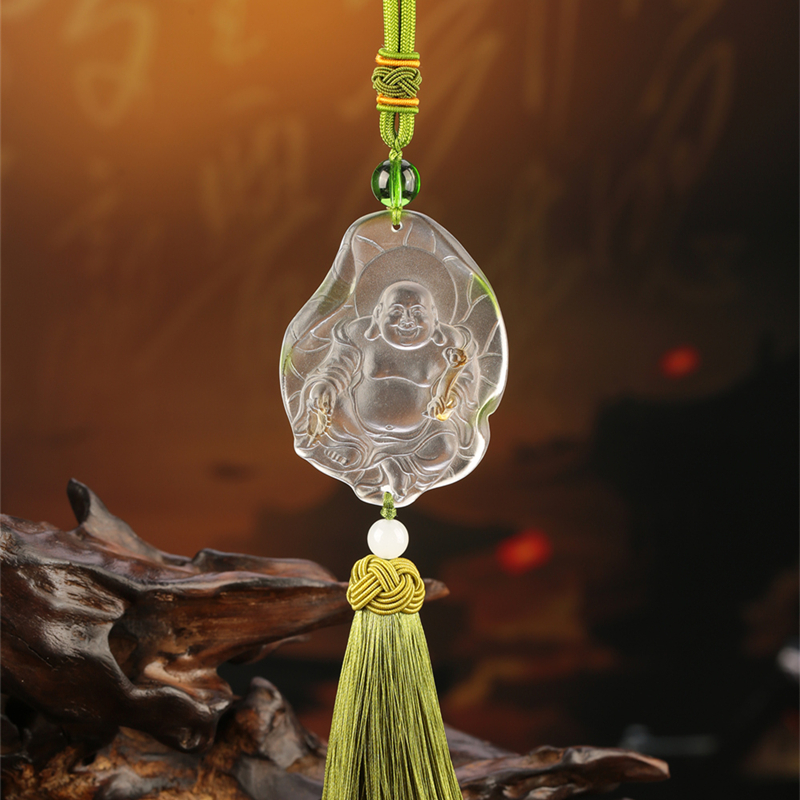 弥勒佛汽车挂件车内琉璃弥勒吊饰高档平安扣挂件饰品2024