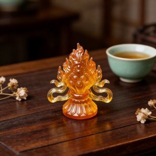 古法琉璃摩尼宝摆件 家用室内佛用品供佛灯座琉璃摩尼宝珠工艺品