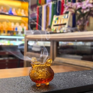 古法琉璃小香炉香插家用供奉上香室内禅意线香香薰沉香底座香座