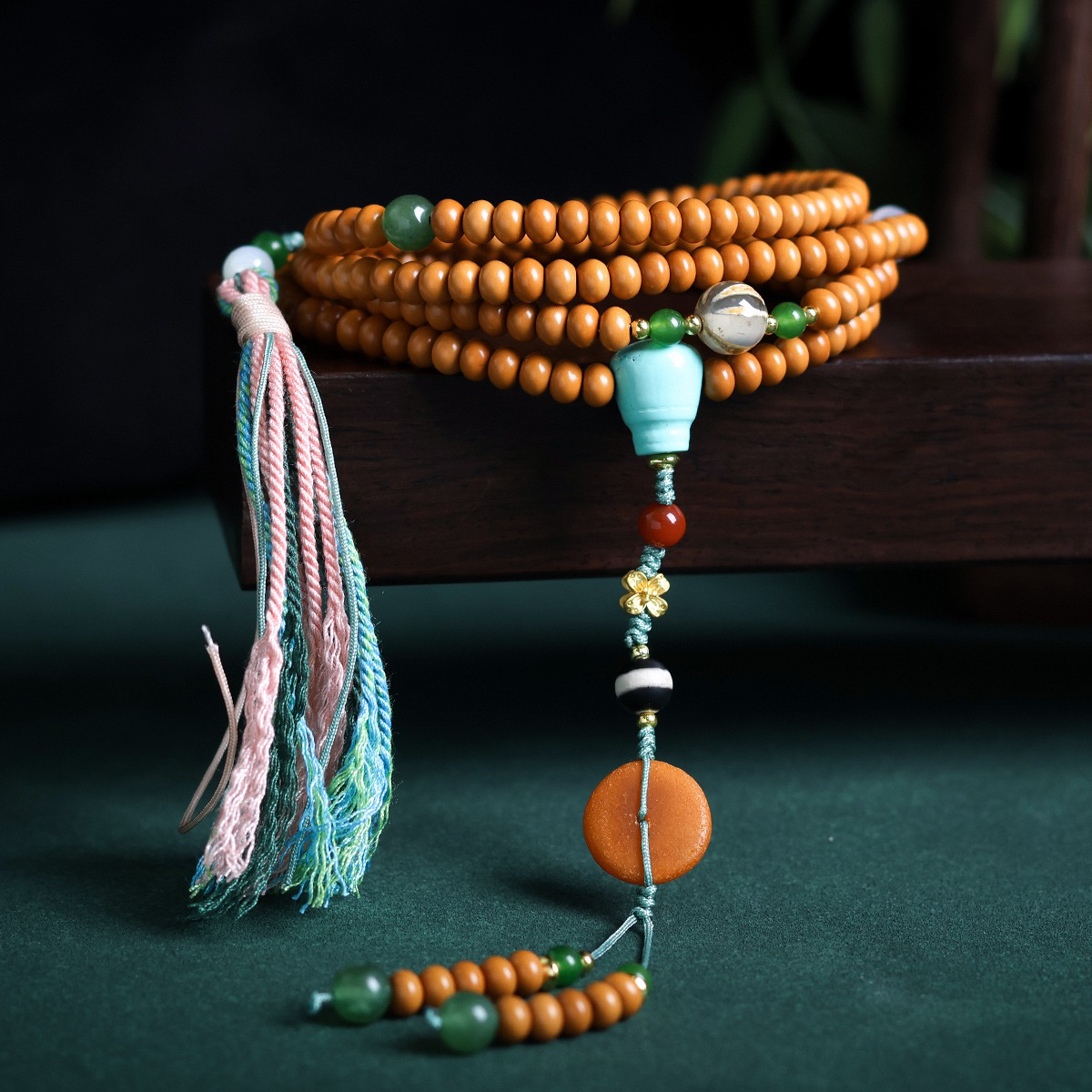 橄榄核苹果珠多圈手链天然蜜蜡饼文玩古风手串菱镁矿松石佛珠男女