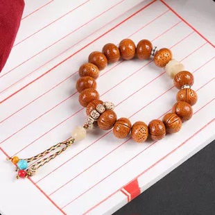 野生山桃核手串手工打磨光珠脑纹蚂蚁纹桃核手链精品文玩核桃男女