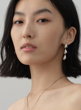 JILIFANG 灵动雨滴 简约时髦欧美小众气质长款流苏水滴显瘦脸耳环