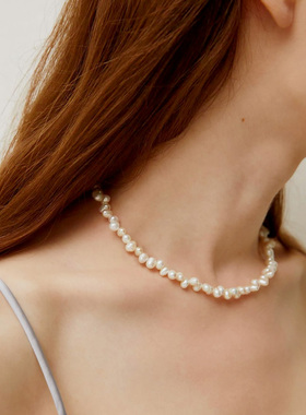 巴洛克天然珍珠交叉编织项链