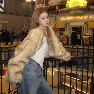 年轻款小个子环保皮草外套女2025新款爆款洋气短款加厚毛毛上衣冬