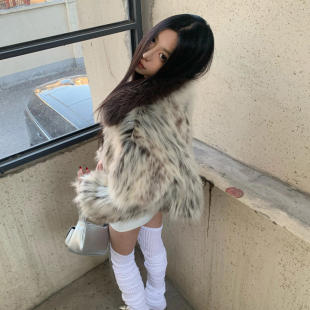 FANSS豹纹斑点环保皮草2025新款 狐狸毛外套女冬厚 海宁流行年轻款