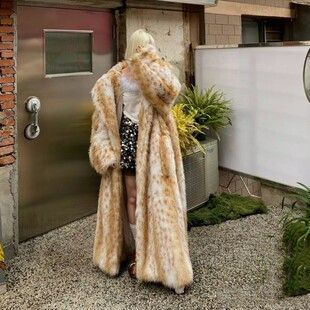豹纹斑点狐狸毛大衣2025新款 环保皮草毛毛外套女冬厚 海宁年轻长款
