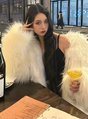 fanss高级感白色皮草外套女2025新款海宁时尚环保狐狸毛大衣冬厚