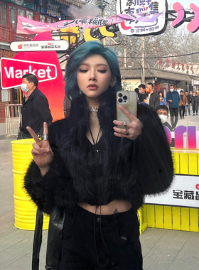 超火超好看环保皮草外套女2025新款海宁爆款洋气年轻黑色毛毛上衣