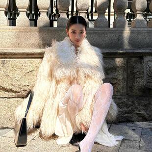 年轻韩系羊羔毛外套冬厚 海宁爆款 毛茸茸白色环保皮草女款 2025新款