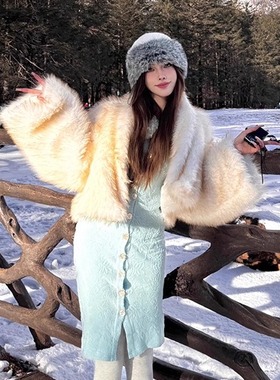 白色短款狐狸环保皮草毛毛外套女2025新款海宁爆款年轻冬季小个子