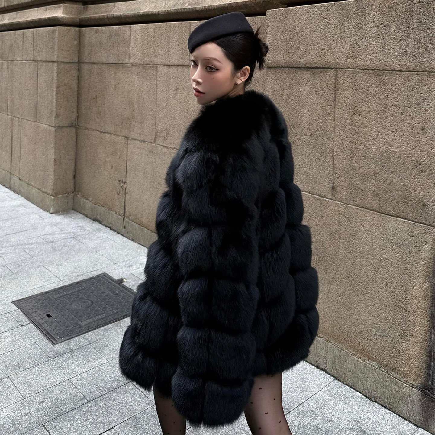 富家千金感黑色皮草~ALFANSS新品