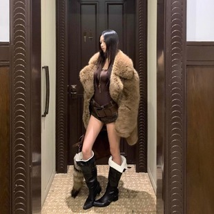 皮毛一体环保皮草女款2025新款海宁年轻款狐狸毛大衣毛毛外套冬厚