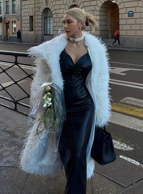 皮毛一体白色皮草外套女2025新款海宁年轻冬季长款环保狐狸毛大衣