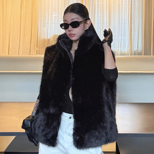 时髦洋气马甲女外穿冬2025新款 宽松慵懒风马夹皮草外套 海宁年轻款