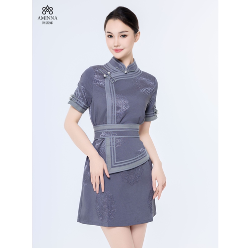 【阿泯娜】B2441连衣裙 短款连衣裙时尚蒙古民族风格