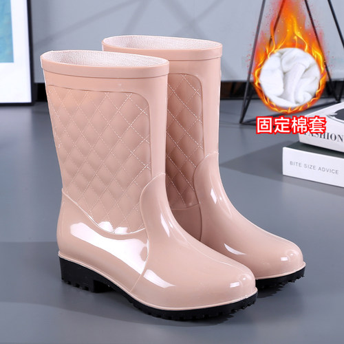 成人雨鞋时尚四季中筒加绒雨靴