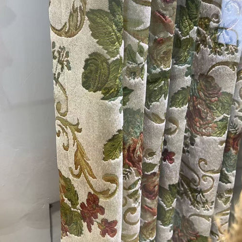 2025年加厚美式提花色织窗帘小碎花遮光客厅卧室飘窗成品定制纱帘