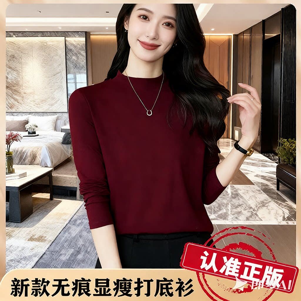 新款安可拉红打底衫女春秋冬高品质内搭高级感修身网红长袖上