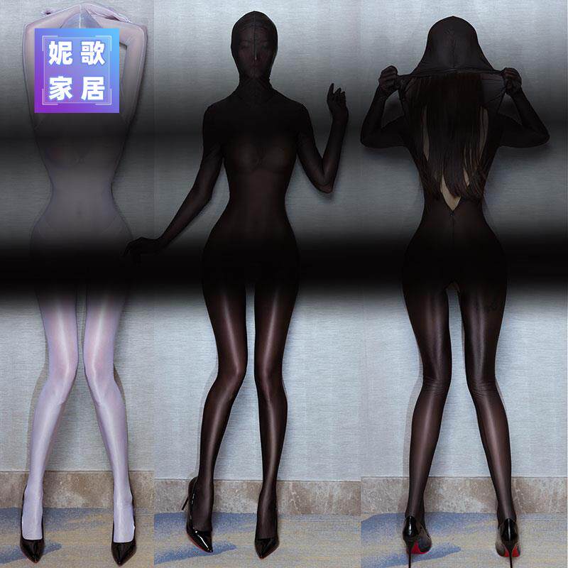 【妲己zentai】全身丝滑柔软拉链全包带手指一体连体丝袜大小码款