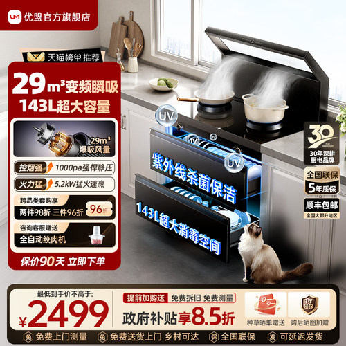 优盟145L变频集成灶变频大吸力