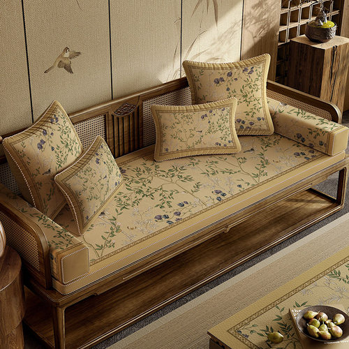 红木沙发坐垫中式实木家具椅罗汉床海绵乳胶木沙发坐垫带靠背定制