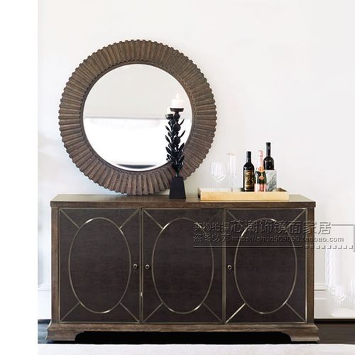 中式复古做旧风精雕定制装饰镜