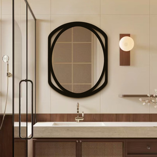 ins风家居设计师挂镜网红椭圆形化妆镜创意led智能高清壁挂浴室镜