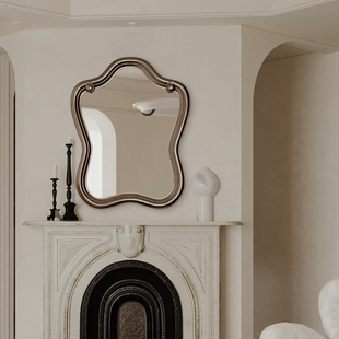 高颜值led智能艺术梳妆镜家居设计师挂镜侘寂风异形创意装饰镜子