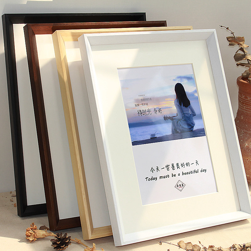 定做实木相框画框挂墙北欧简约36寸 24 20寸8K4KA3A4广告海报装裱