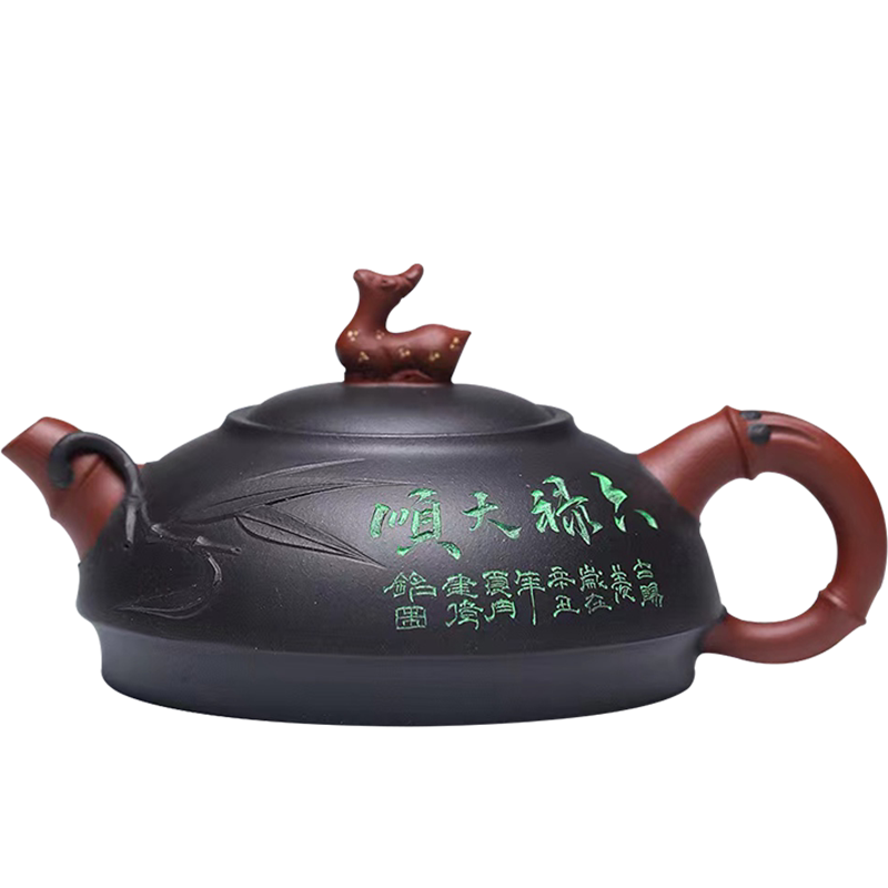 张义制陶全手工老黑料宜兴紫砂壶