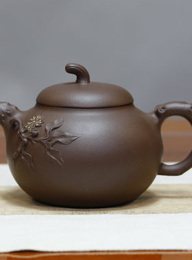 茄段壶原矿紫泥正高工方琴华全手工宜兴紫砂壶家用功夫茶具365cc