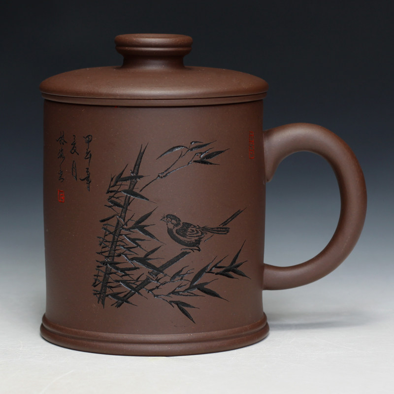 内胆杯名家王卫良纯全手工茶水分离过滤宜兴紫砂办公茶杯家用健康