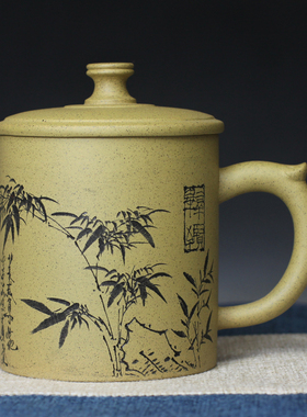 竹林闲趣 工艺员王夕(锡)珍原矿芝麻段泥 宜兴名家紫砂茶壶520cc