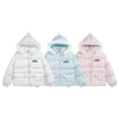 ARESO 原创甜美软萌毛领连帽棉衣女冬季 加厚卡通保暖棉服宽松外套