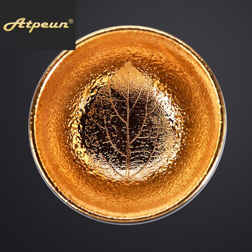 ATPEUN全手工主人杯功夫茶杯鎏金天目窑变金盏茶盏主人杯鎏金岁月