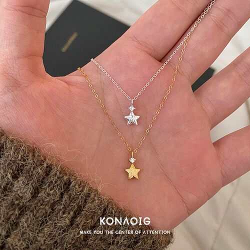 中古风拉丝许愿星吊坠项链女小众