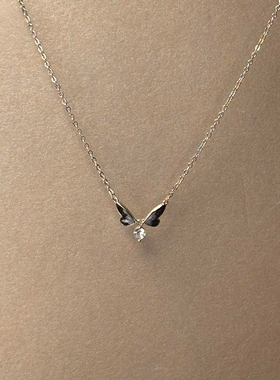 渐变蓝紫色蝴蝶闪钻项链韩系简约