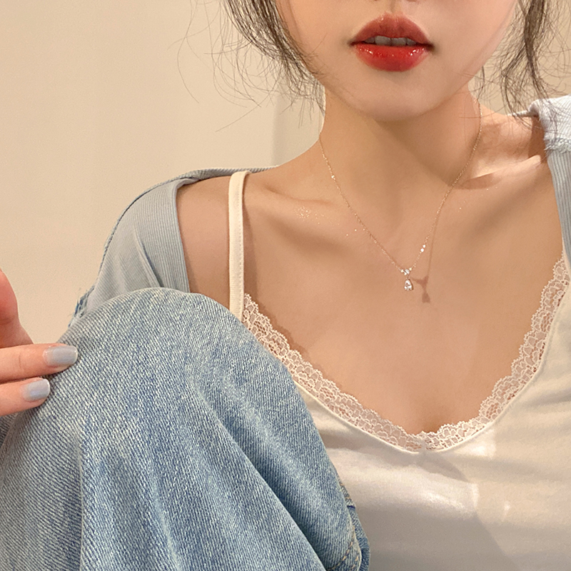 s925纯银水滴吊坠项链女款锁骨链