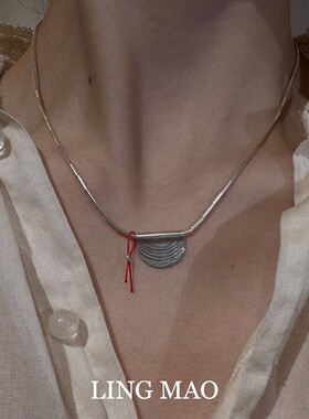 中古vintage叠纹吊坠项链高级感