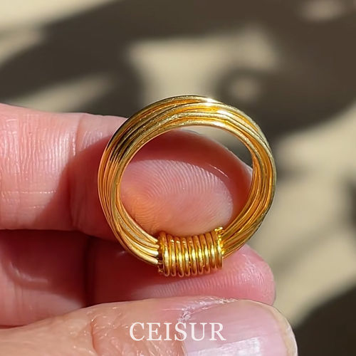 复古缠绕金色戒指小众高级感轻奢